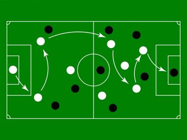 Futbol ya da futbol oyunu strateji planı, futbol taktik tablo. Vektör çizim