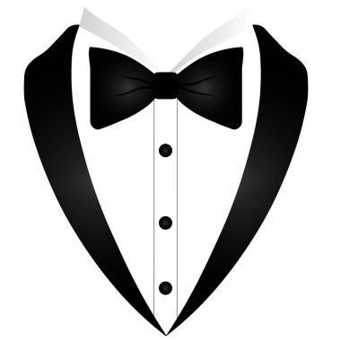 Adamın ceketi. Smokin. Papyon Weddind takım elbise. Vektör çizim