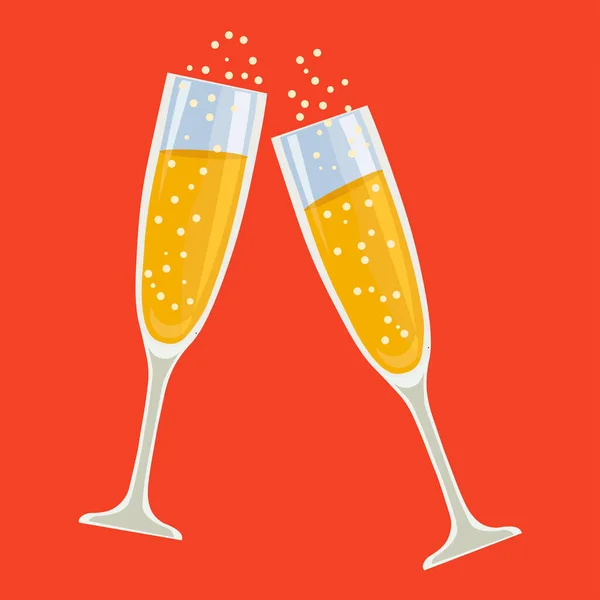 Battito Dei Bicchieri Champagne Illustrazione Vettoriale — Vettoriale Stock
