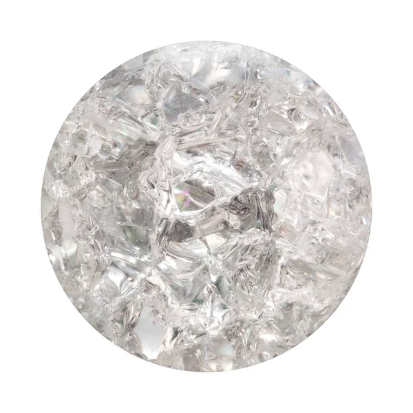 The texture of a transparent white glass ball with cracks inside and refraction of light — Stock Photo, Image