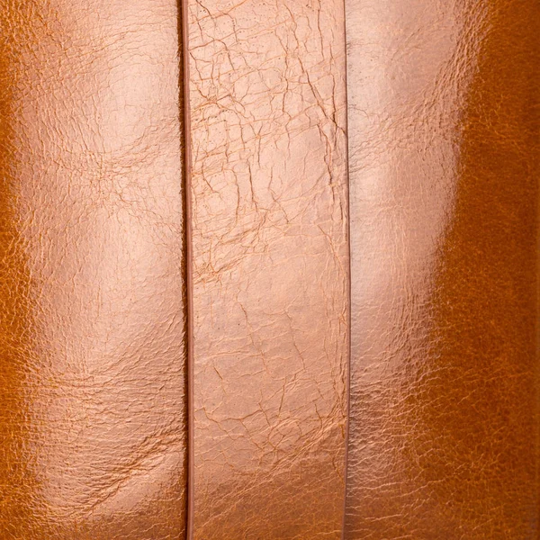 Luxueux cuir brun clair brillant avec des reflets, des dégradés et des coutures en gros plan — Photo
