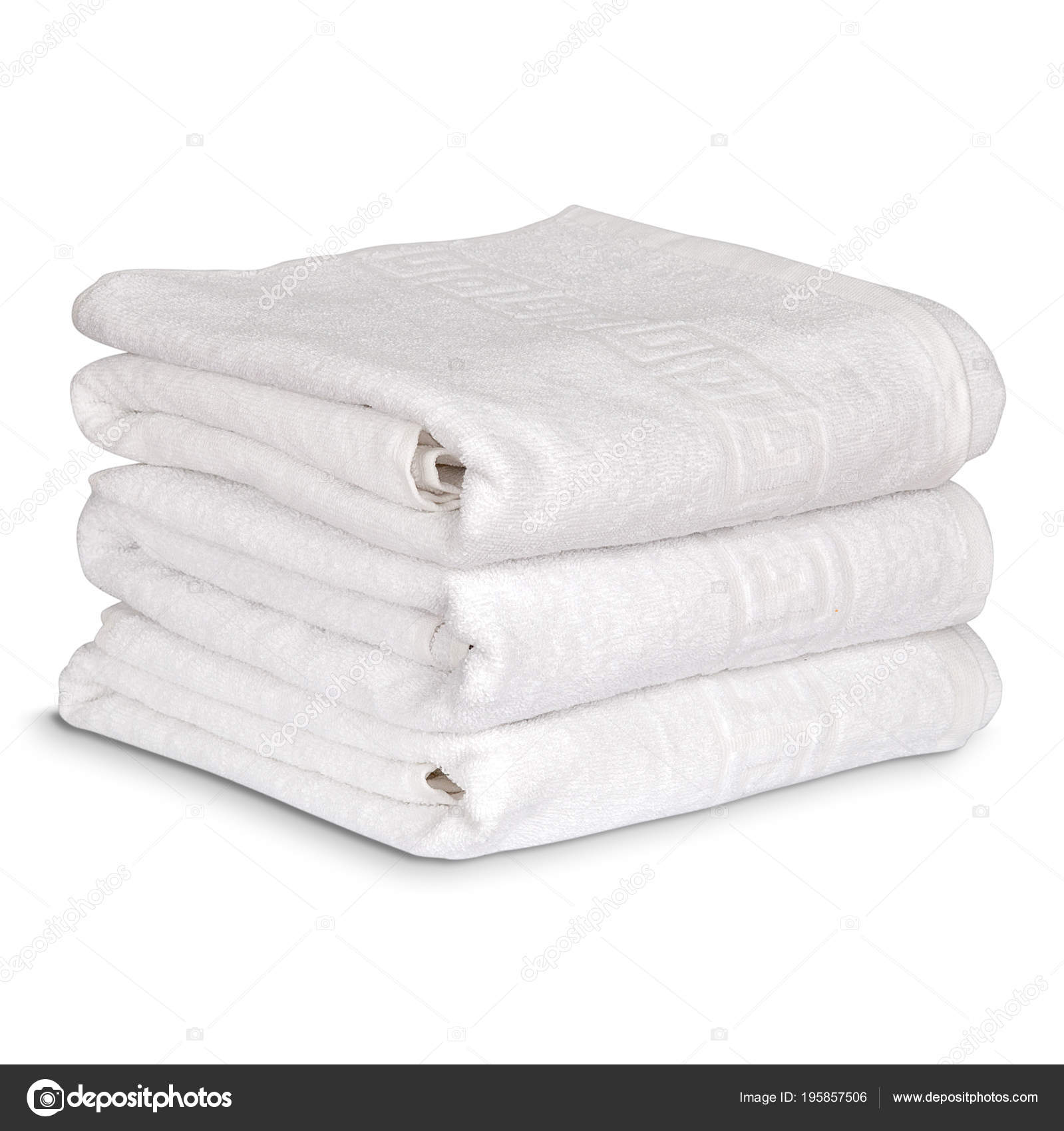 Stack Neatly Folded Clean Fluffy White Towels Isolated White Background  Stock Photo by ©Dr.Tsuker 195857506