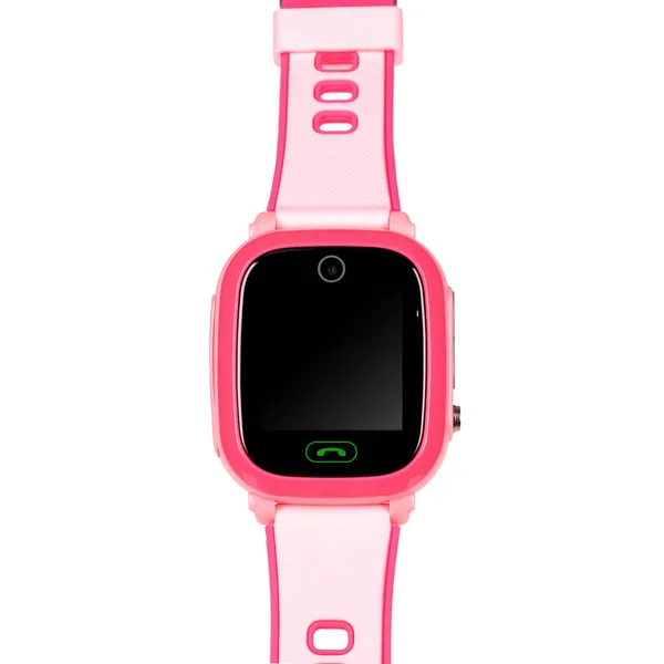 Έξυπνο ρολόι για τα παιδιά σε ροζ χρώμα με μια επίπεδη μαύρη οθόνη για επιγραφές — Φωτογραφία Αρχείου