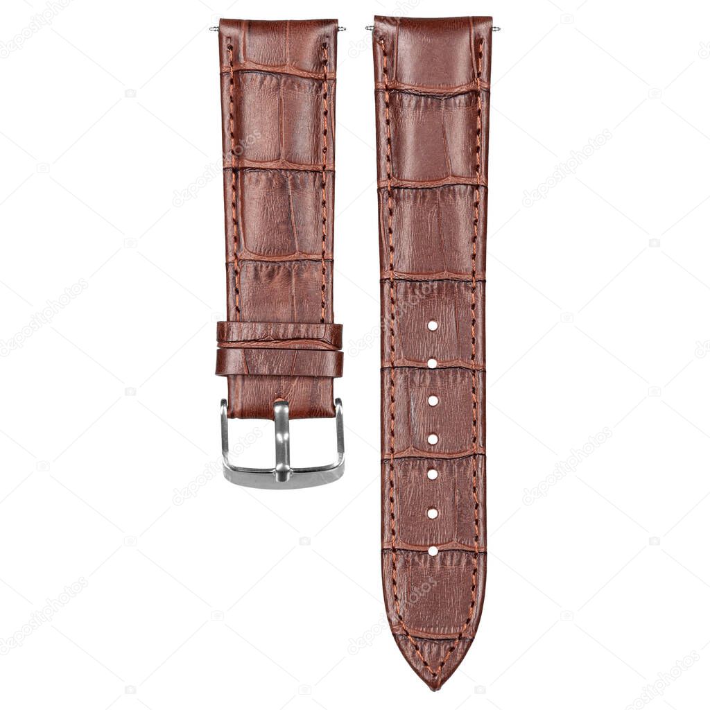 Watch strap dark brown leather texture, color, wide