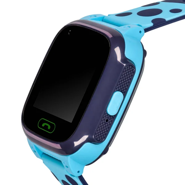 Smart watch for children in blue with a flat blank black screen for inscriptions