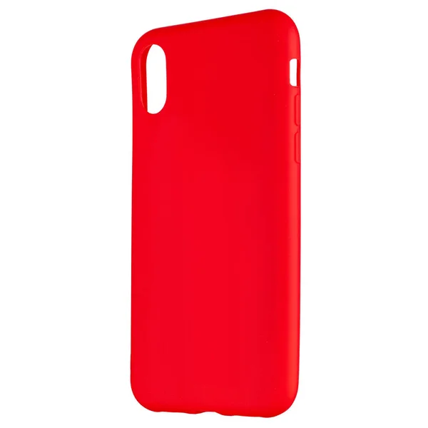Röd silikon fodral för smartphone eller telefon med utskärningar för kameran — Stockfoto