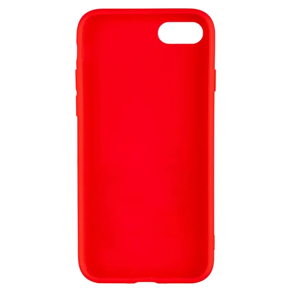 Röd silikon fodral för smartphone eller telefon med utskärningar för kameran — Stockfoto