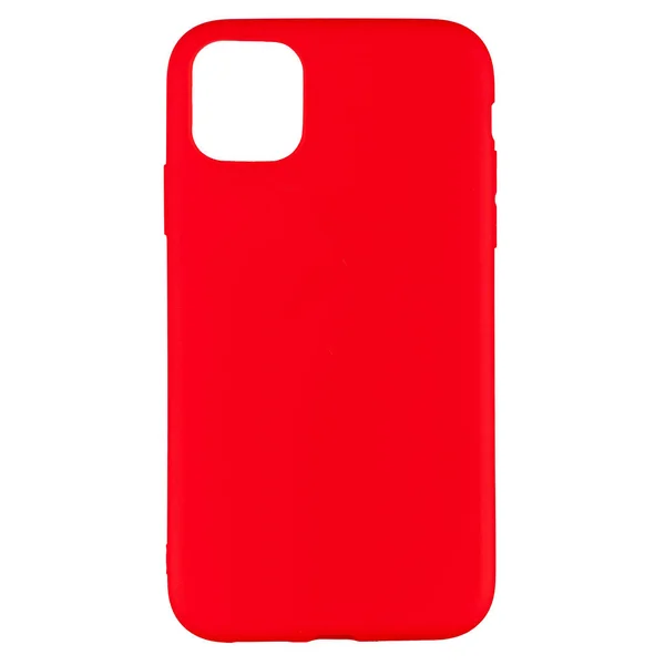 Κόκκινη θήκη σιλικόνης για smartphone ή τηλέφωνο με cutouts για την κάμερα — Φωτογραφία Αρχείου