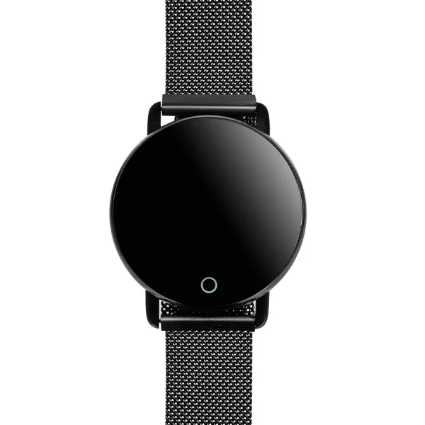 Wireless Smart Watch Matte Black Case Metal Strap Λευκή Οθόνη — Φωτογραφία Αρχείου