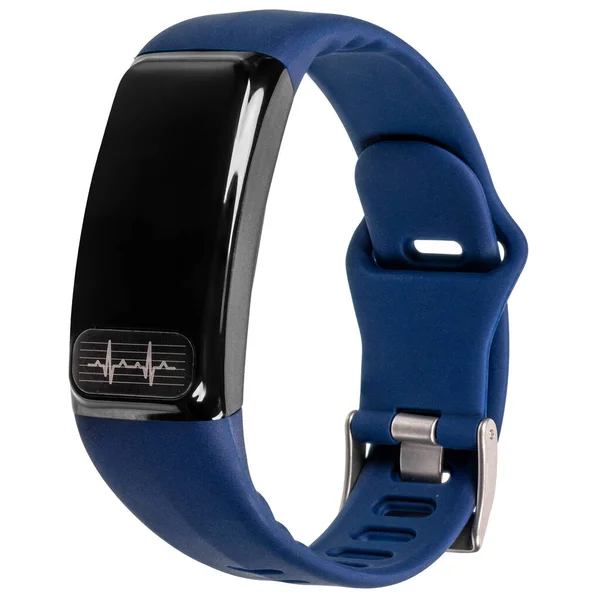 Pulsera Fitness Inteligente Con Medición Pulso Correa Silicona Azul Pantalla — Foto de Stock