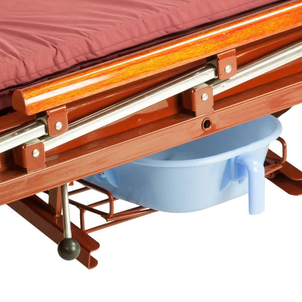 Modern medical bed for the hospital for people with low mobility with mechanical control on a white background