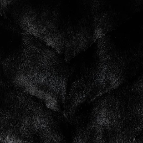 Текстура Натурального Черного Блестящего Меха Красивыми Волнистыми Складками — стоковое фото