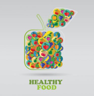 Sağlıklı gıda. Meyve simgeler kümesi.