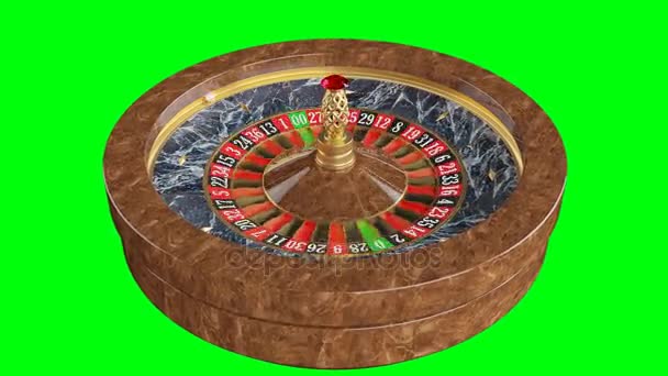 American Roulette Wheel Casino Green Background — Stock Video