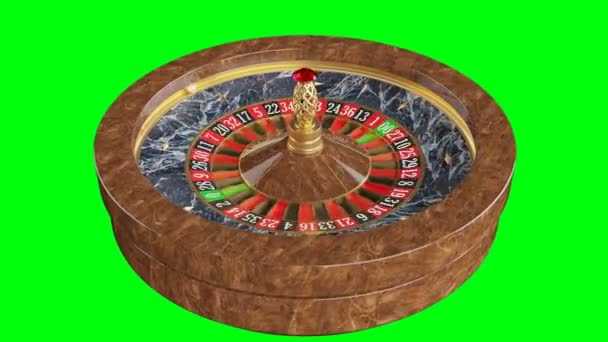 Amerikanisches Roulette Rad Für Casino Auf Grünem Hintergrund — Stockvideo