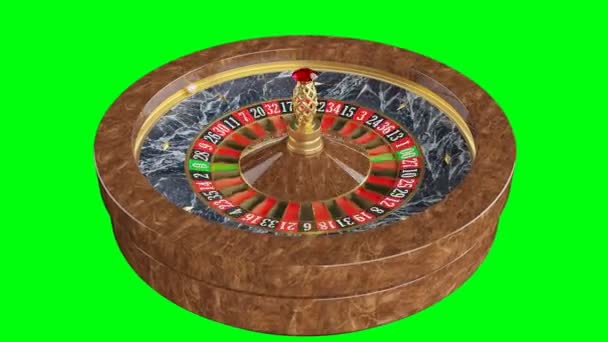 Колесо американской рулетки для казино на зеленом фоне Лицензионные Стоковые Видео