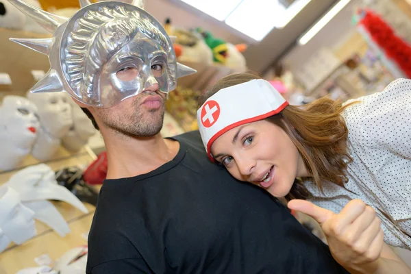 Playing in a party goods store — Stock Photo, Image