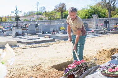 taking care of a cemetary clipart