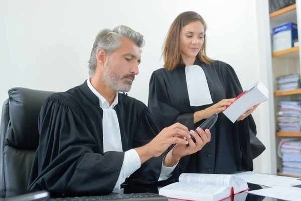 Judges in office and judge — Stock Photo, Image