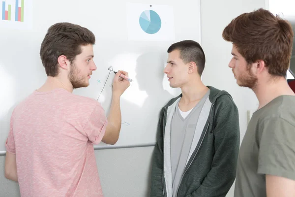 Young businessman drawing business concept on whiteboard — Stock Photo, Image