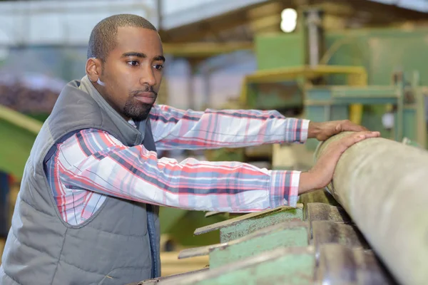 Trabajador industrial de la fábrica y fábrica — Foto de Stock