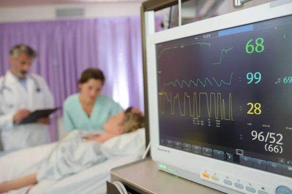 Monitor de presión arterial cardiaca utilizado en una habitación de hospital — Foto de Stock