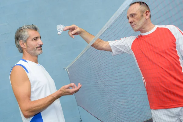 Two badminton players and badminton — Stock Photo, Image