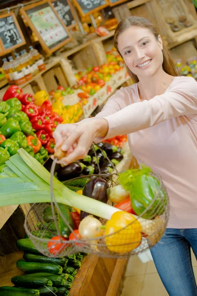 Showing the basket of vegetables — Stock Photo, Image