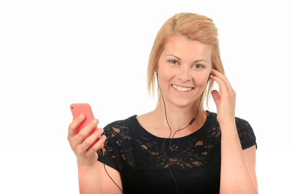 She loves listening to music — Stock Photo, Image