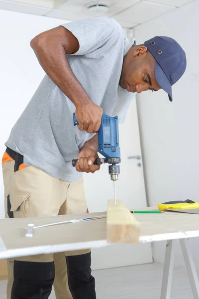 Drilling on a wood — Stock Photo, Image