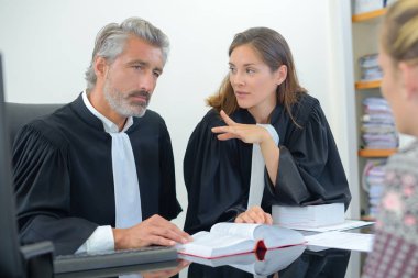 meeting with judges and lawyer clipart