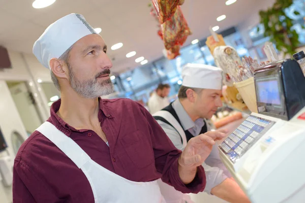 Szórakoztató, a vevő és a munka — Stock Fotó