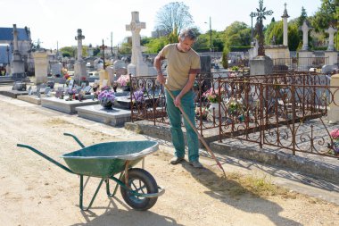 groundskeeper in cemetery and grounds clipart