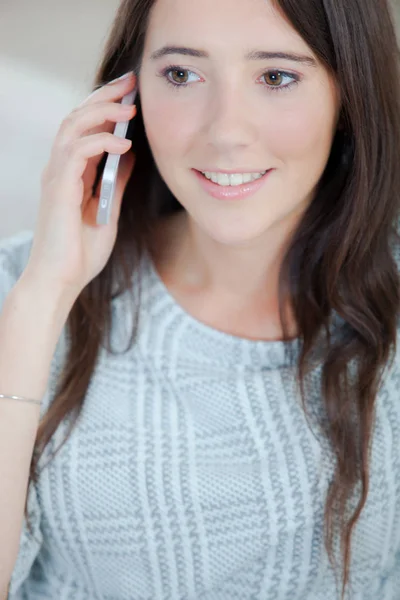 Close-up shot of woman during phone call — Stock Photo, Image