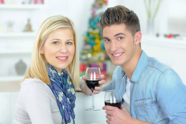 Porträt eines Ehepaares mit Weingläsern — Stockfoto