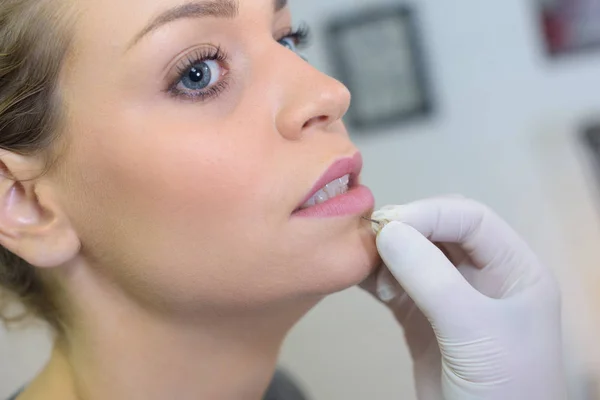 Piercing in the chin — Stock Photo, Image