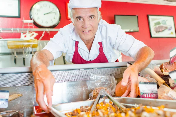 Precucinare il cibo e l'uomo — Foto Stock