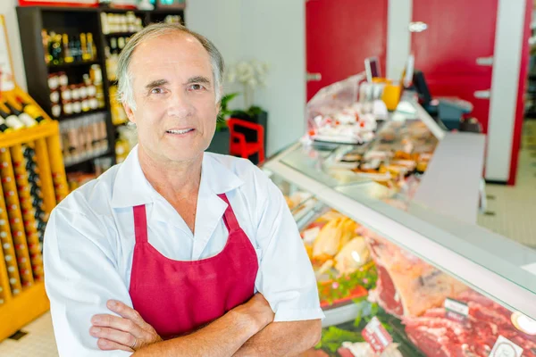 Der selbstbewusste Metzger und Mensch — Stockfoto