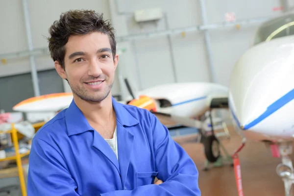 Young avionics worker posing — Stock Photo, Image