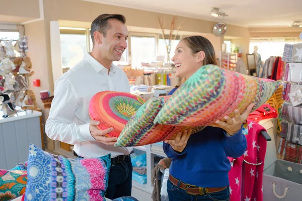 To buy a nice printed pillows — Stock Photo, Image
