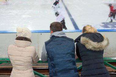 observing an ice hockey game clipart