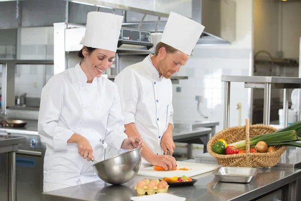 Equipo de chefs que trabajan en la cocina — Foto de Stock