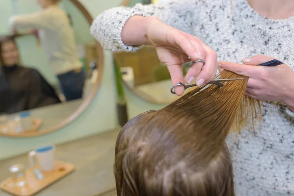 Salon fryzjerski cięcia mokre włosy — Zdjęcie stockowe
