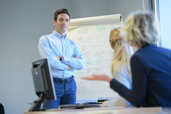 Man iets waarop met white-board en leraar in de klas — Stockfoto