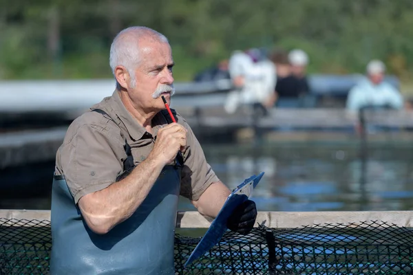 A fisherman thinking and work — Stock Photo, Image
