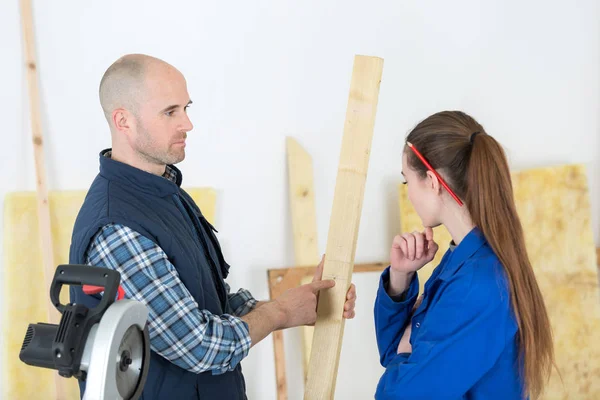 Young woman in woodwork training course — Stock Photo, Image