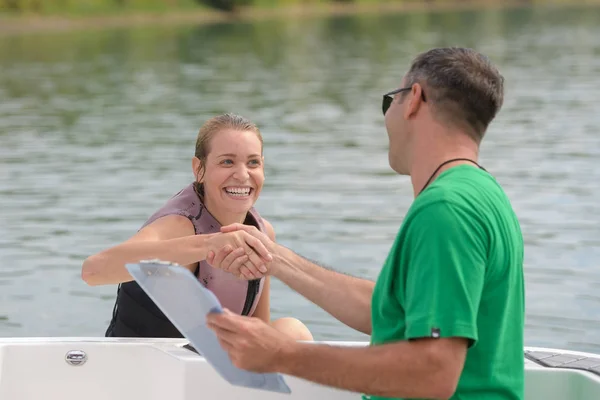 Happy woman in the water — Stock Photo, Image