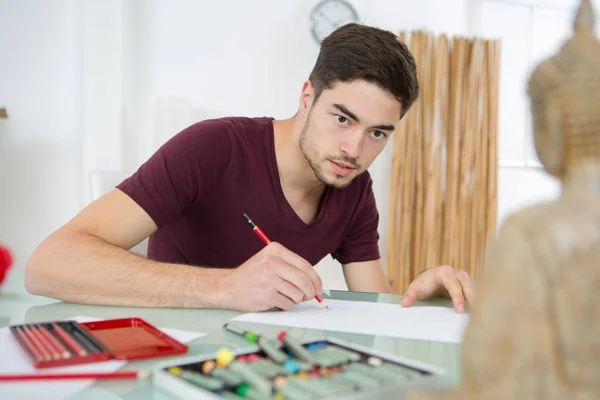 Child draws paints creativity concept — Stock Photo, Image