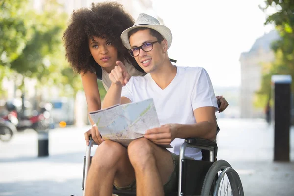 Couple disable on holidays — Stock Photo, Image