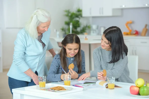 Granddaughter grandmother mother together — Stock Photo, Image